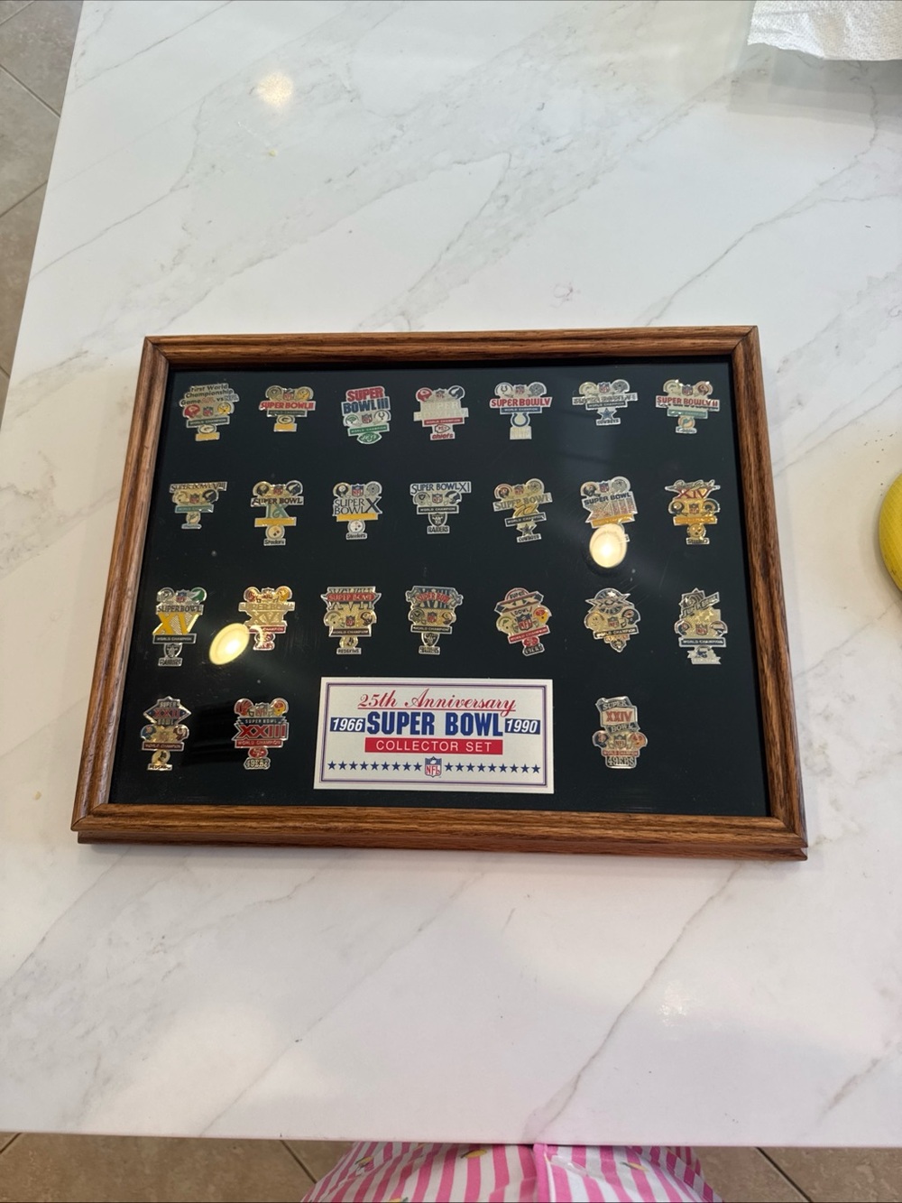 25th Anniversary Super Bowl Collector Pin Set - Framed